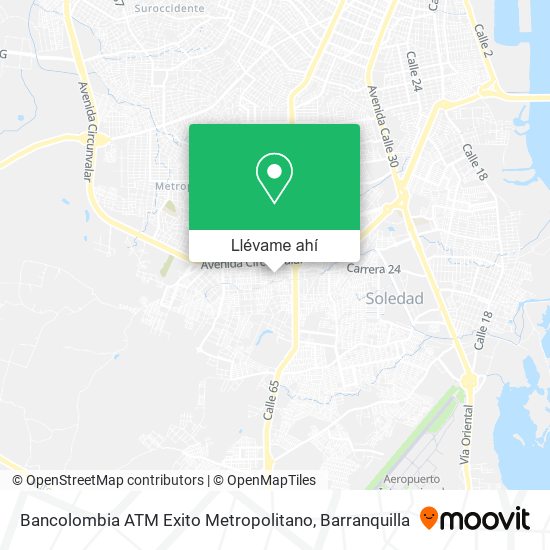 Mapa de Bancolombia ATM Exito Metropolitano