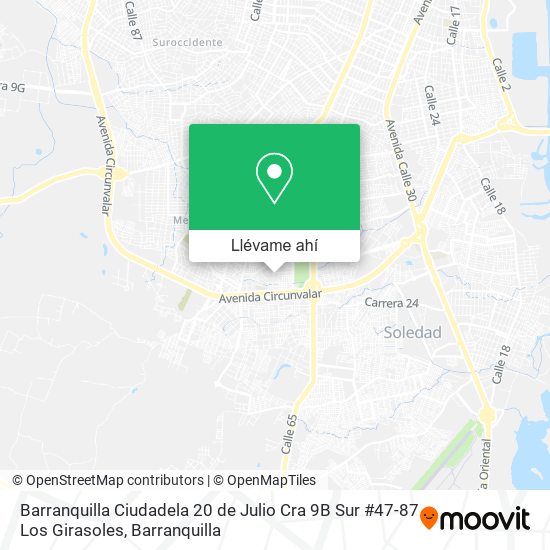 Mapa de Barranquilla Ciudadela 20 de Julio Cra 9B Sur #47-87 Los Girasoles