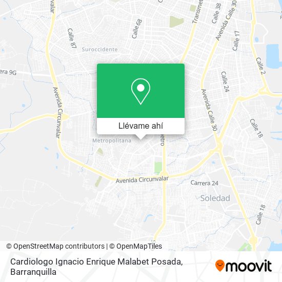 Mapa de Cardiologo Ignacio Enrique Malabet Posada