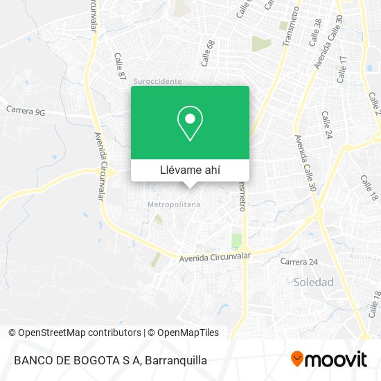 Mapa de BANCO DE BOGOTA S A