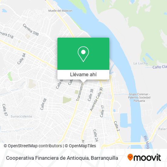 Mapa de Cooperativa Financiera de Antioquia