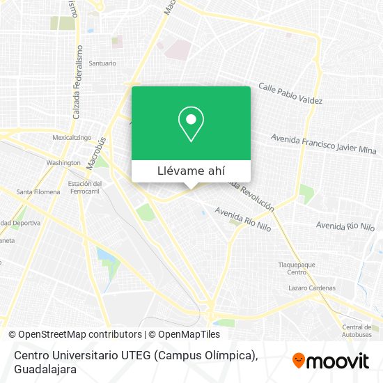 Mapa de Centro Universitario UTEG (Campus Olímpica)