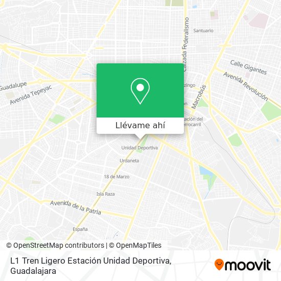 Mapa de L1 Tren Ligero Estación Unidad Deportiva