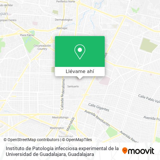 Mapa de Instituto de Patología infecciosa experimental de la Universidad de Guadalajara