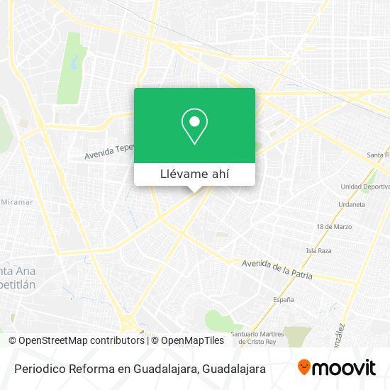 Mapa de Periodico Reforma en Guadalajara