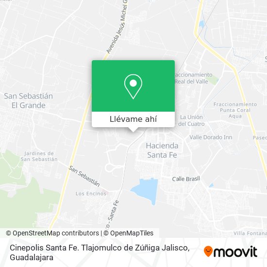 Mapa de Cinepolis Santa Fe. Tlajomulco de Zúñiga Jalisco