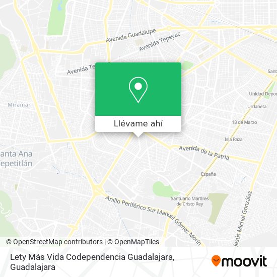 Mapa de Lety Más Vida Codependencia Guadalajara