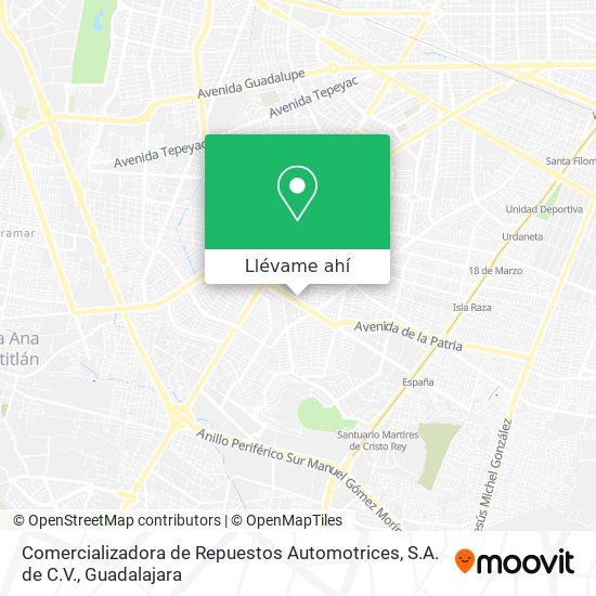 Mapa de Comercializadora de Repuestos Automotrices, S.A. de C.V.