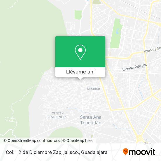 Mapa de Col. 12 de Diciembre Zap, jalisco.