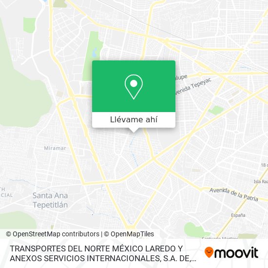 Mapa de TRANSPORTES DEL NORTE MÉXICO LAREDO Y ANEXOS SERVICIOS INTERNACIONALES, S.A. DE