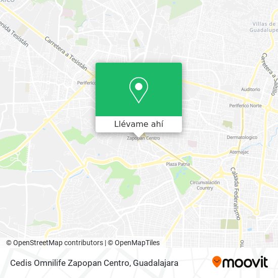 Mapa de Cedis Omnilife Zapopan Centro