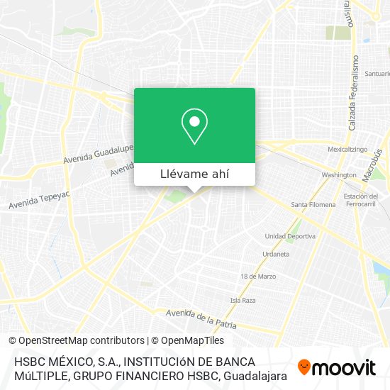 Mapa de HSBC MÉXICO, S.A., INSTITUCIóN DE BANCA MúLTIPLE, GRUPO FINANCIERO HSBC
