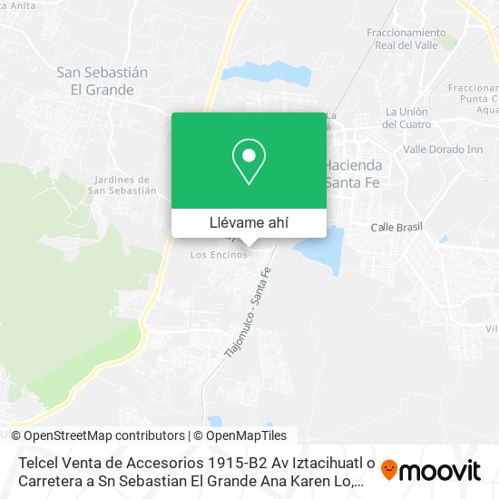 Mapa de Telcel Venta de Accesorios 1915-B2 Av Iztacihuatl o Carretera a Sn Sebastian El Grande Ana Karen Lo