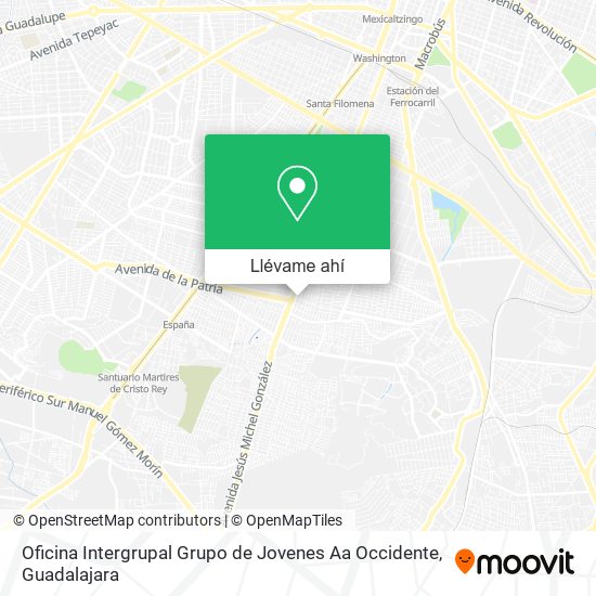 Mapa de Oficina Intergrupal Grupo de Jovenes Aa Occidente