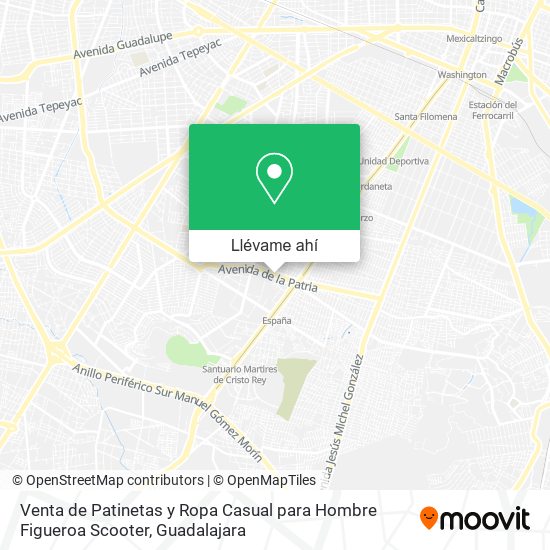 Mapa de Venta de Patinetas y Ropa Casual para Hombre Figueroa Scooter