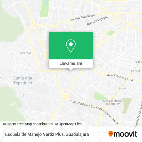 Mapa de Escuela de Manejo Vertiz Plus