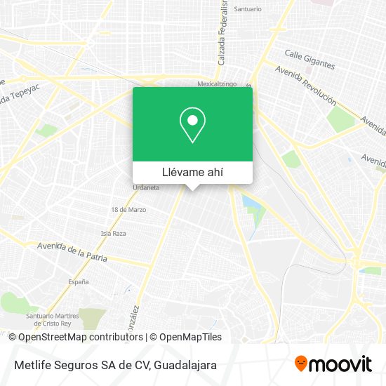 Mapa de Metlife Seguros SA de CV