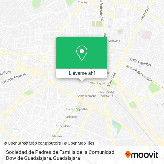 Mapa de Sociedad de Padres de Familia de la Comunidad Dow de Guadalajara