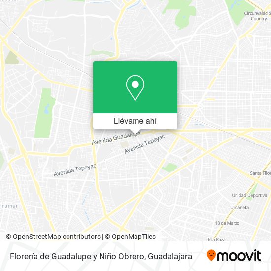 Mapa de Florería de Guadalupe y Niño Obrero