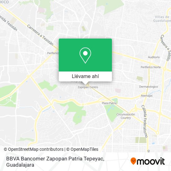 Mapa de BBVA Bancomer Zapopan Patria Tepeyac