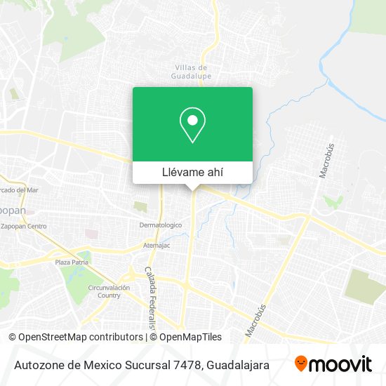 Mapa de Autozone de Mexico Sucursal 7478