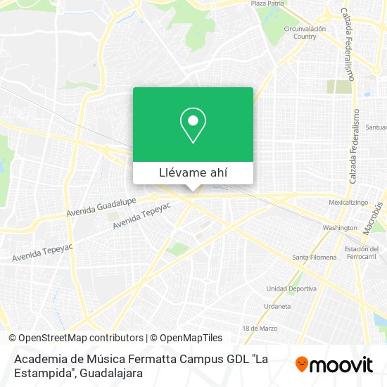 Mapa de Academia de Música Fermatta Campus GDL "La Estampida"