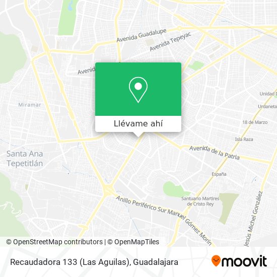 Cómo llegar a Recaudadora 133 (Las Aguilas) en Guadalajara en Autobús o  Tren?