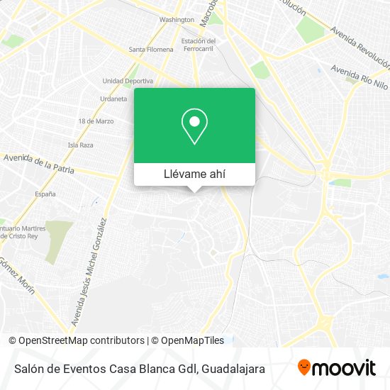 Mapa de Salón de Eventos Casa Blanca Gdl