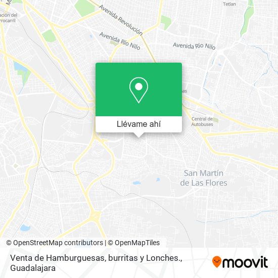 Mapa de Venta de Hamburguesas, burritas y Lonches.