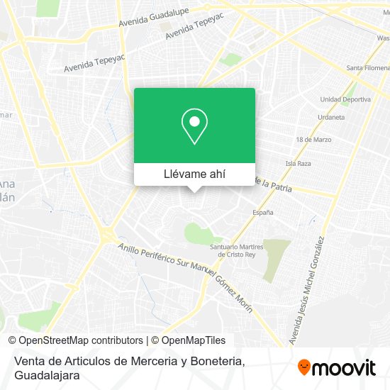 Mapa de Venta de Articulos de Merceria y Boneteria