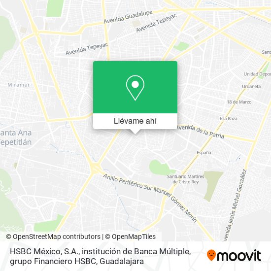 Mapa de HSBC México, S.A., institución de Banca Múltiple, grupo Financiero HSBC