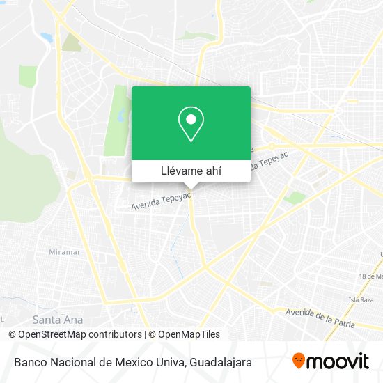 Mapa de Banco Nacional de Mexico Univa