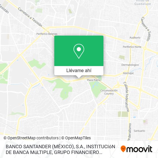 Mapa de BANCO SANTANDER (MÉXICO), S.A., INSTITUCIóN DE BANCA MúLTIPLE, GRUPO FINANCIERO SANTANDER MÉXICO