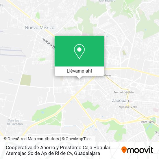 Mapa de Cooperativa de Ahorro y Prestamo Caja Popular Atemajac Sc de Ap de Rl de Cv