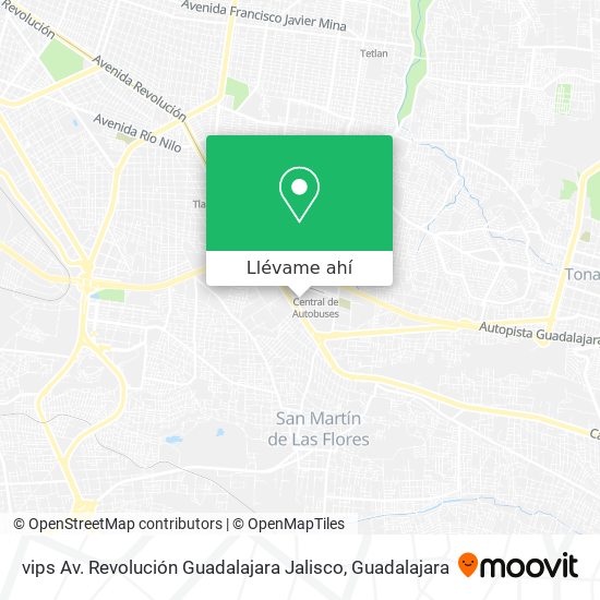 Mapa de vips Av. Revolución Guadalajara Jalisco