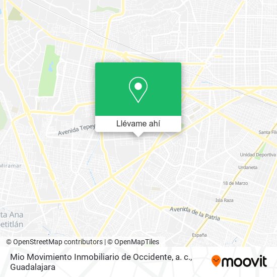 Mapa de Mio Movimiento Inmobiliario de Occidente, a. c.