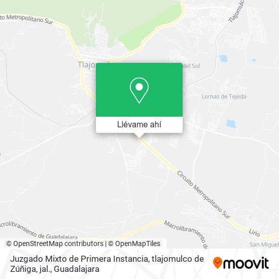 Mapa de Juzgado Mixto de Primera Instancia, tlajomulco de Zúñiga, jal.