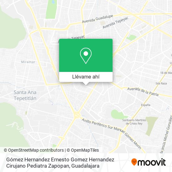 Mapa de Gómez Hernandez Ernesto Gomez Hernandez Cirujano Pediatra Zapopan