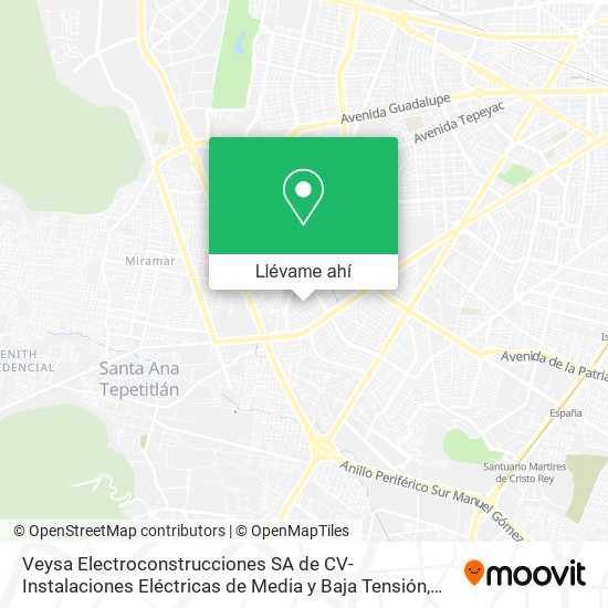 Mapa de Veysa Electroconstrucciones SA de CV- Instalaciones Eléctricas de Media y Baja Tensión