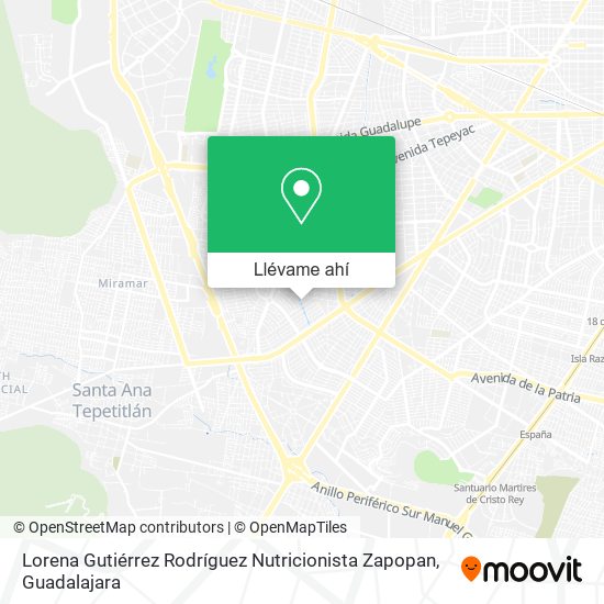 Mapa de Lorena Gutiérrez Rodríguez Nutricionista Zapopan