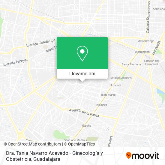 Mapa de Dra. Tania Navarro Acevedo - Ginecología y Obstetricia