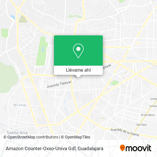 Mapa de Amazon Counter-Oxxo-Univa Gdl