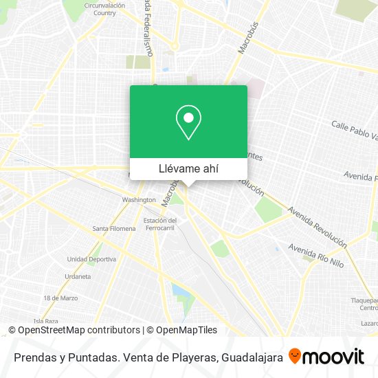 Mapa de Prendas y Puntadas. Venta de Playeras