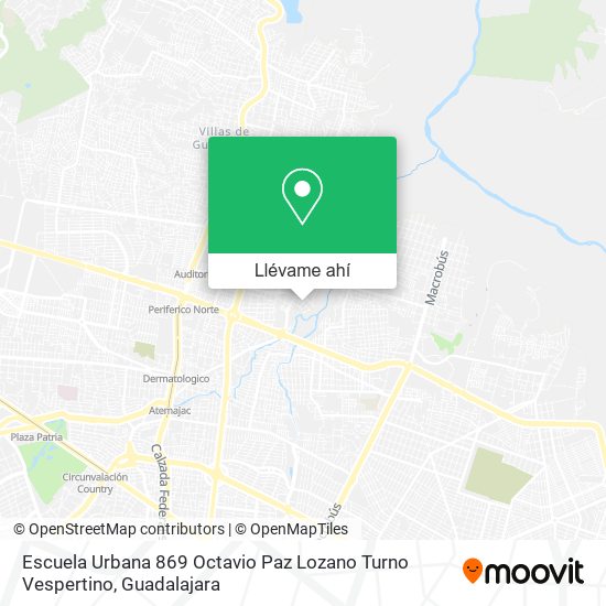 Mapa de Escuela Urbana 869 Octavio Paz Lozano Turno Vespertino