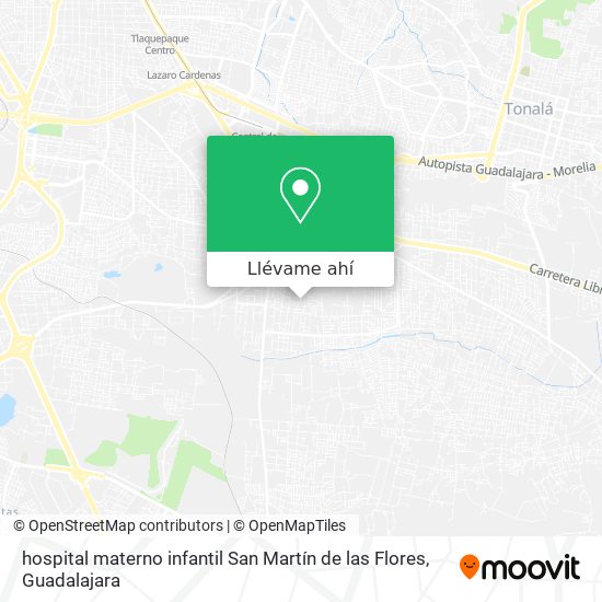 Mapa de hospital materno infantil San Martín de las Flores