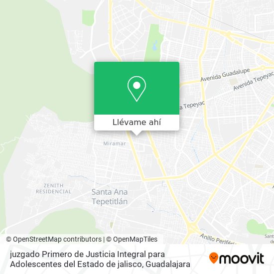 Mapa de juzgado Primero de Justicia Integral para Adolescentes del Estado de jalisco