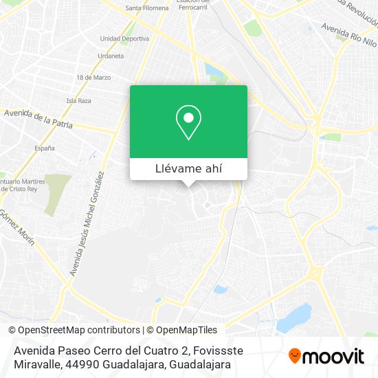 Mapa de Avenida Paseo Cerro del Cuatro 2, Fovissste Miravalle, 44990 Guadalajara