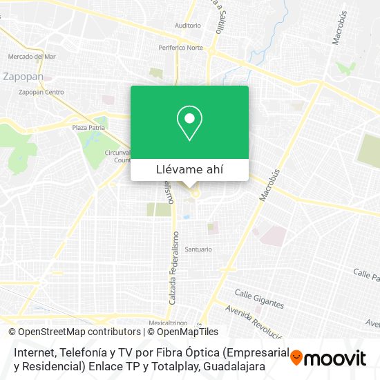 Mapa de Internet, Telefonía y TV por Fibra Óptica (Empresarial y Residencial) Enlace TP y Totalplay