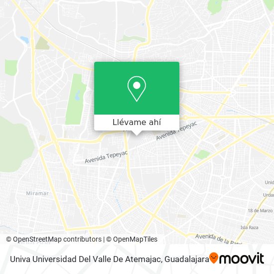 Mapa de Univa Universidad Del Valle De Atemajac