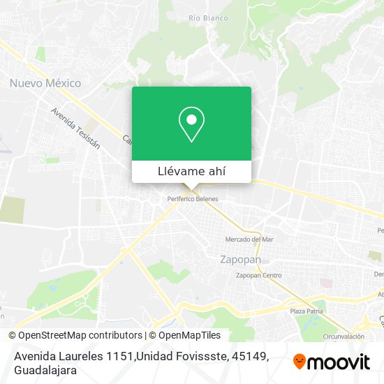 Mapa de Avenida Laureles 1151,Unidad Fovissste, 45149